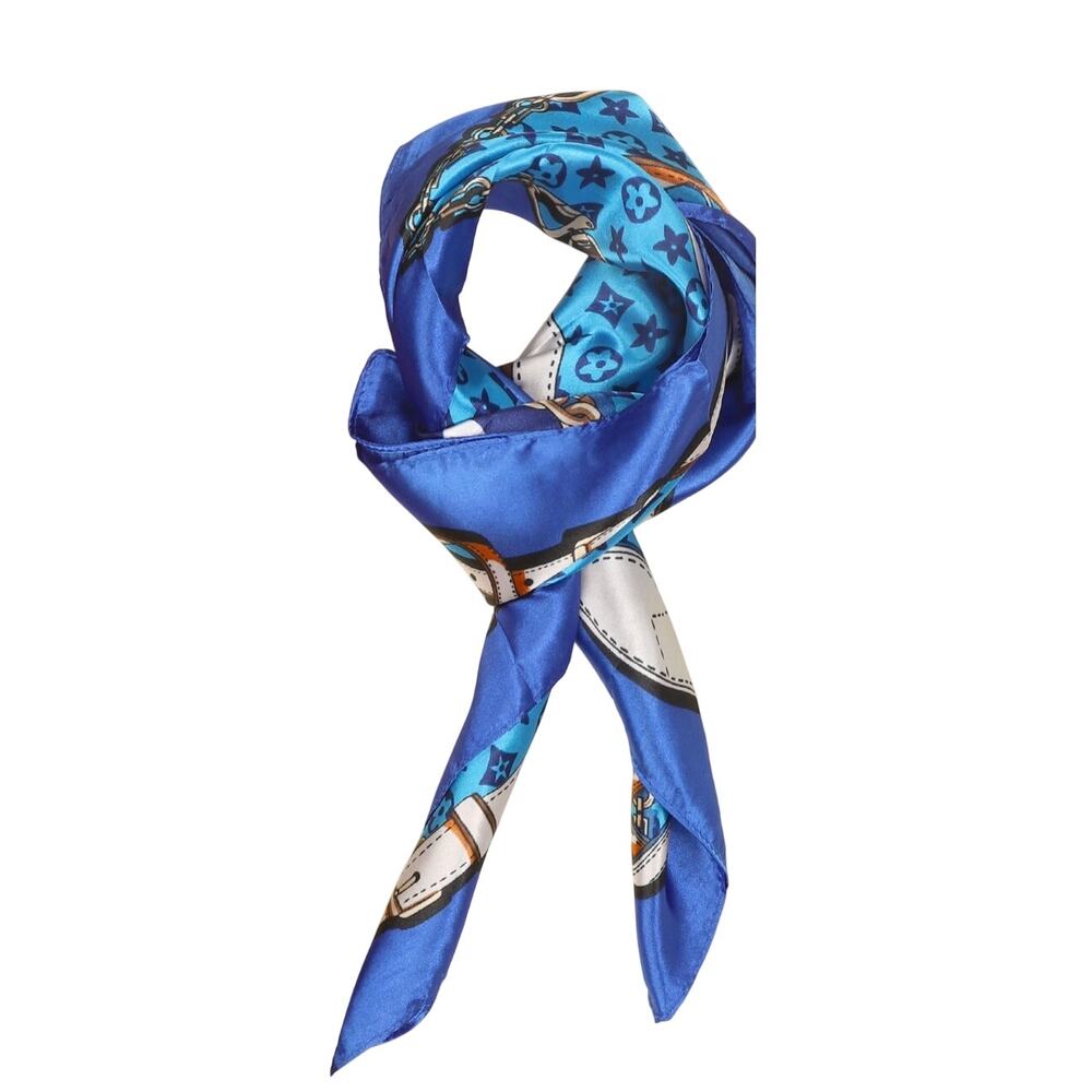Floral Monogram Pattern Square Scarf with Fashion Inspired